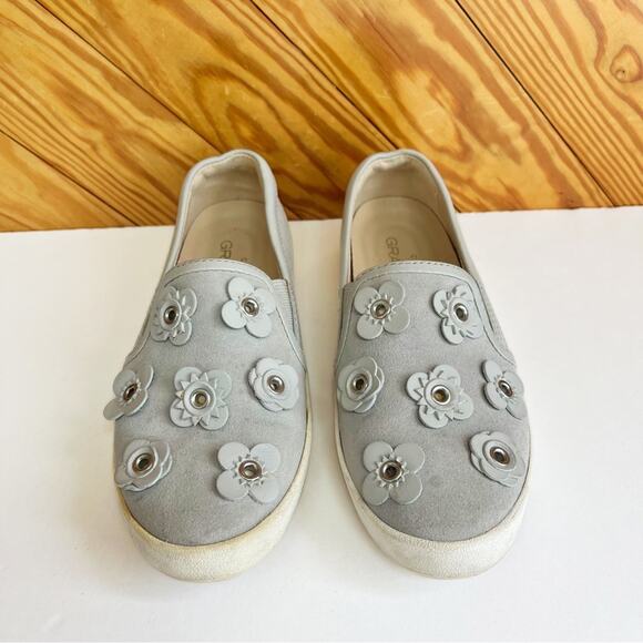 Cole Haan GrandPro Floral Applique Suede Slip On Sneakers - Picture 2 of 5
